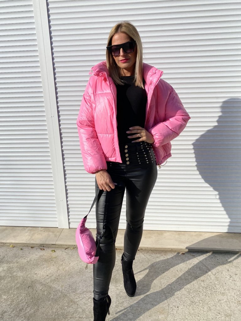 FASHION kabát övtáskával pink