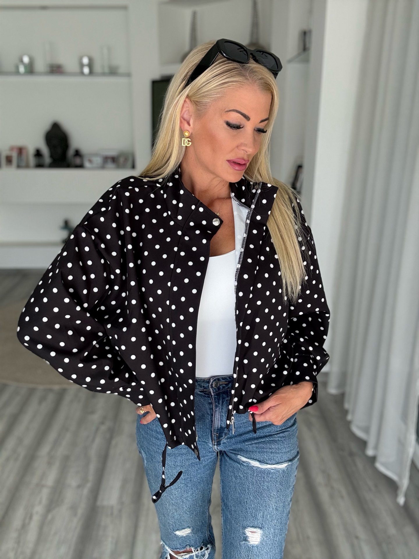 PORTO pöttyös kabi fekete