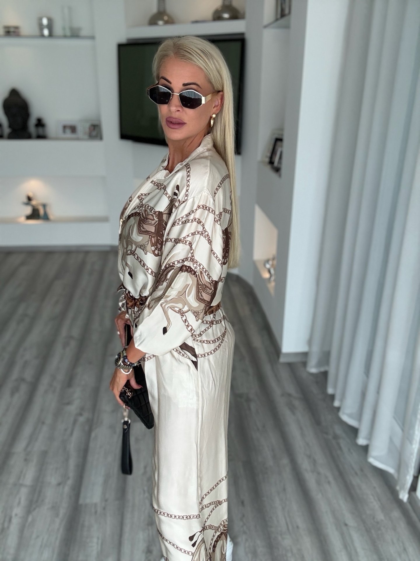 CAVALLI saten szett bézs