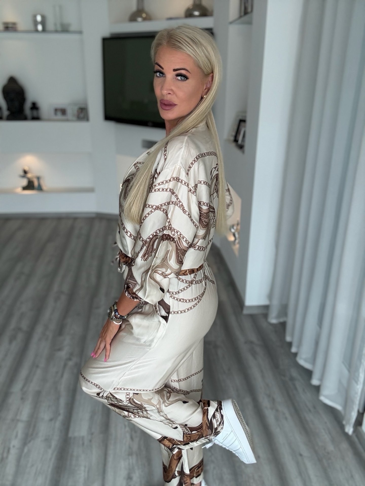 CAVALLI saten szett bézs