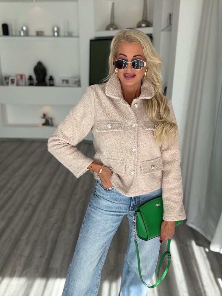 COCO tweed kabát homokbézs