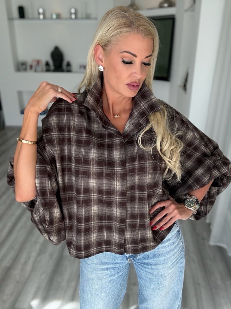 HEATHER kockás ing csokoládé