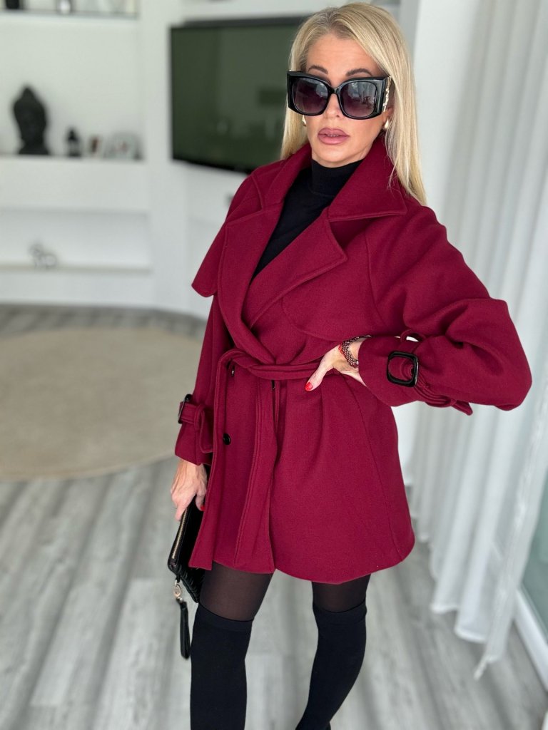 ELLA szövetkabát burgundi 