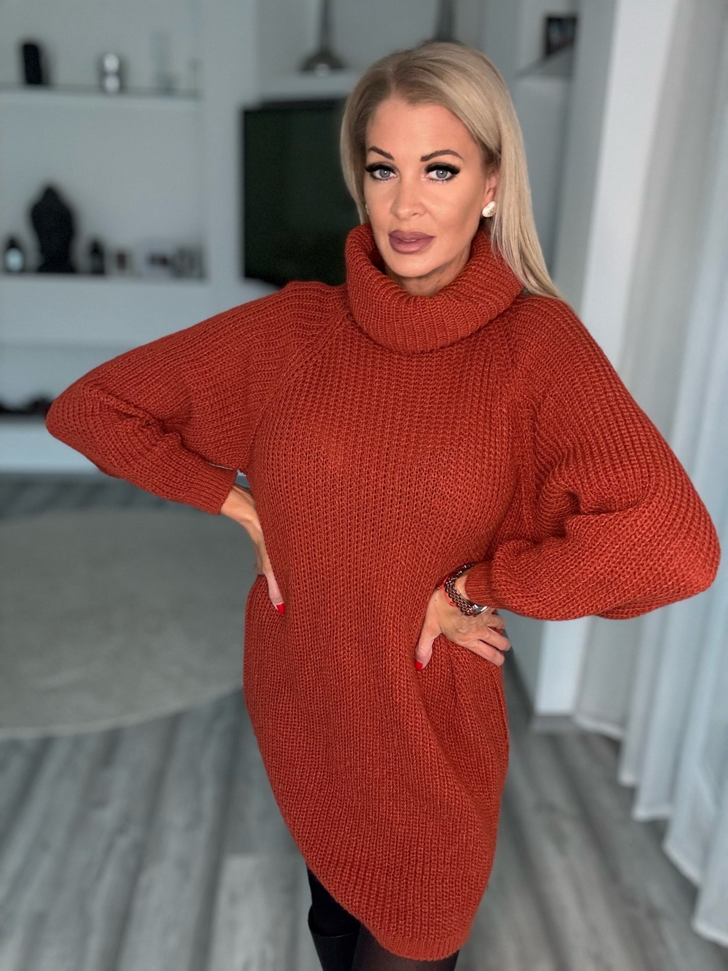 TAYLOR kötött pulcsi-ruha rozsda 