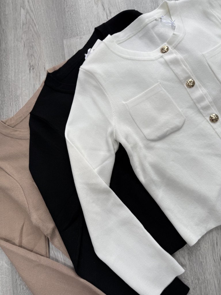 TWEED BASIC kardigán fekete