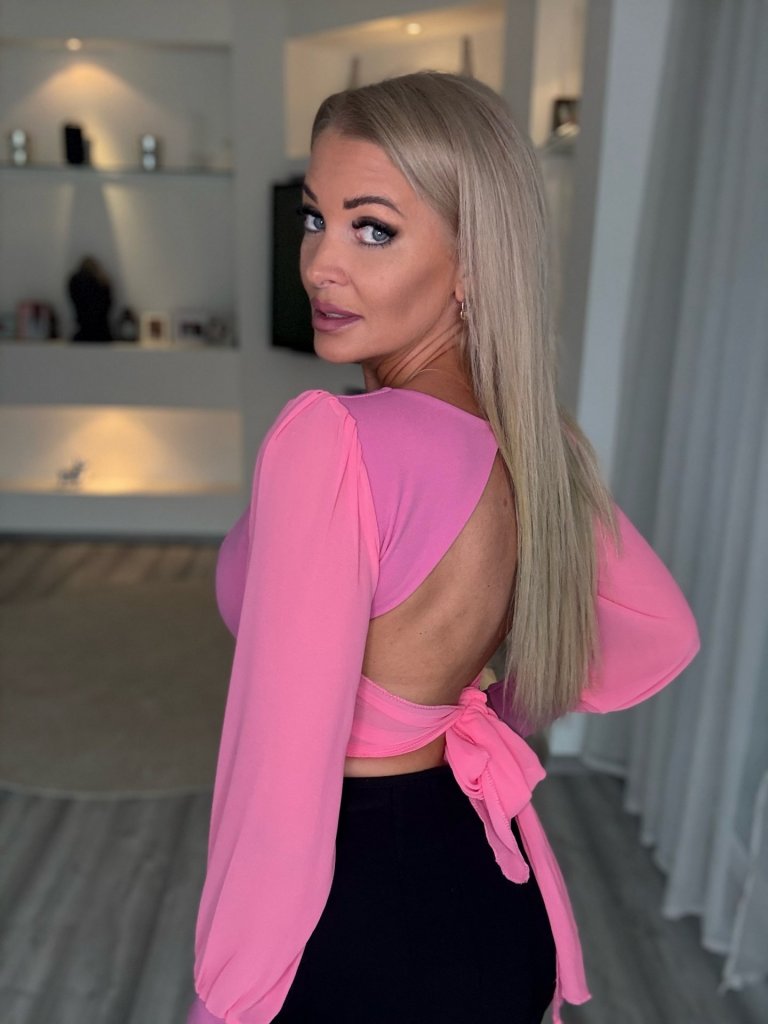 ELEVEN hátul nyitott blúz pink