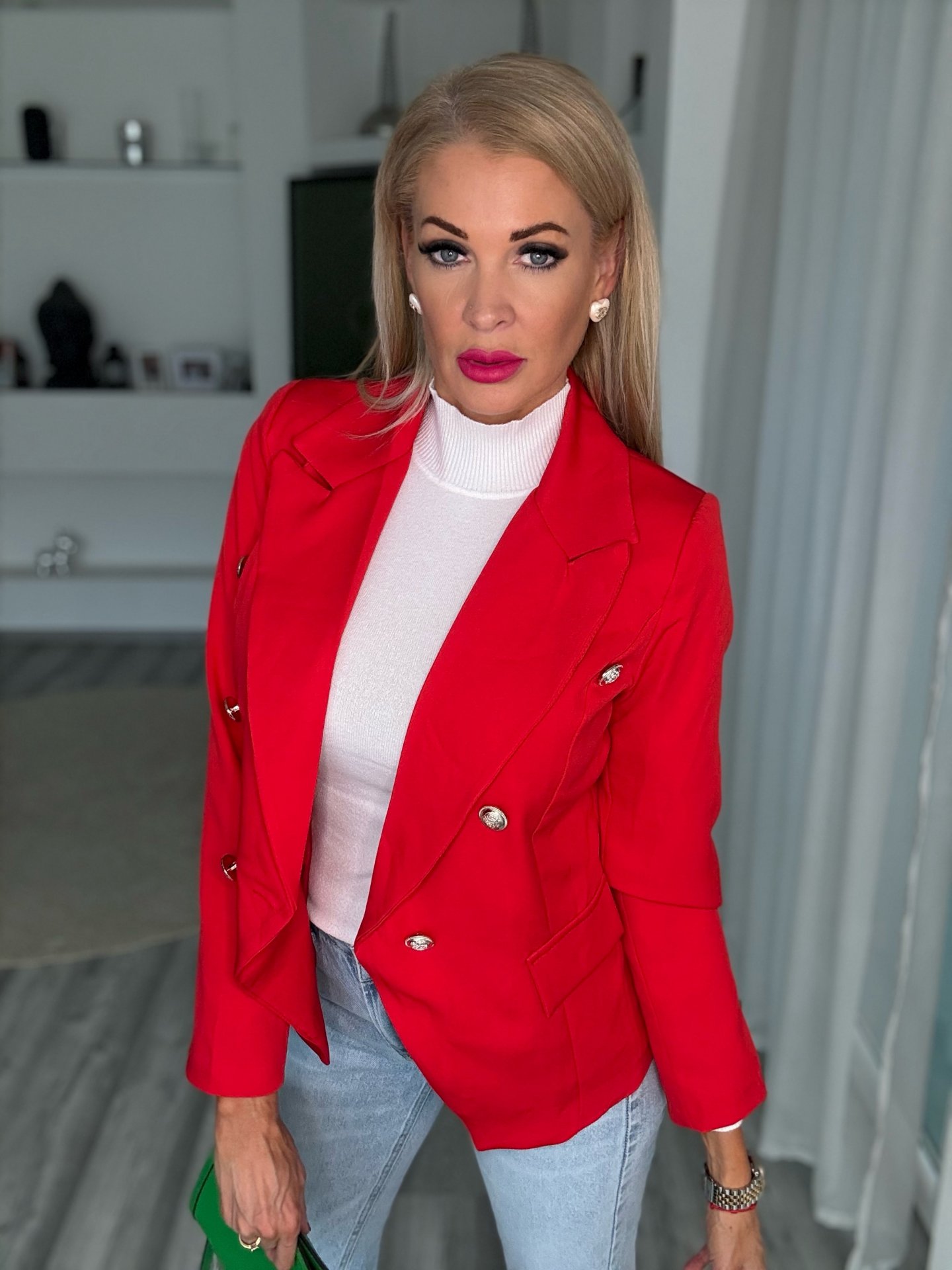 FASHION blézer piros