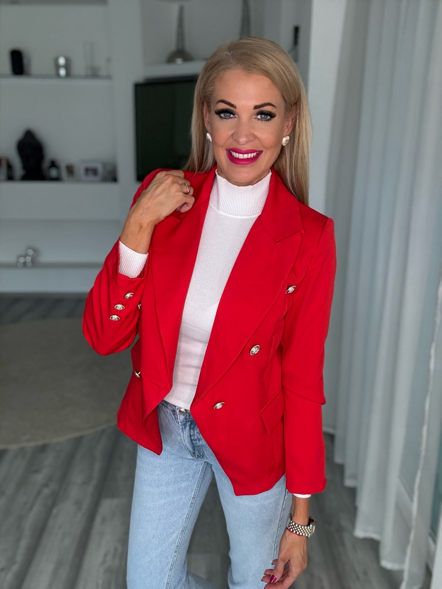 FASHION blézer piros