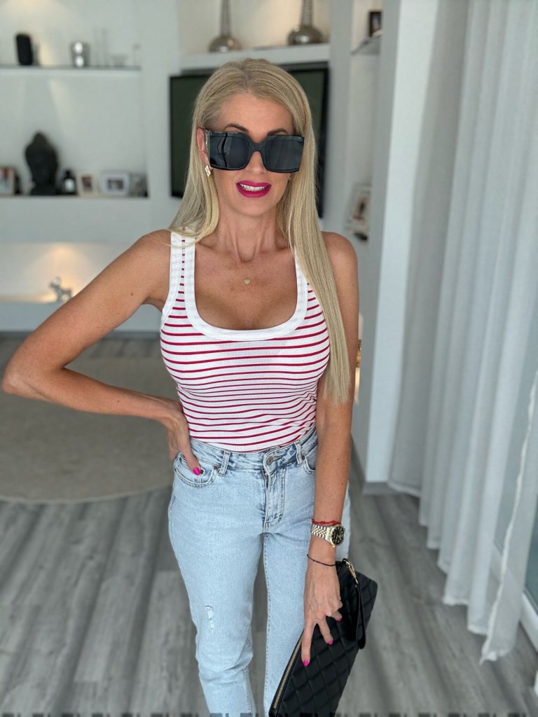 LULU csíkos atléta piros 