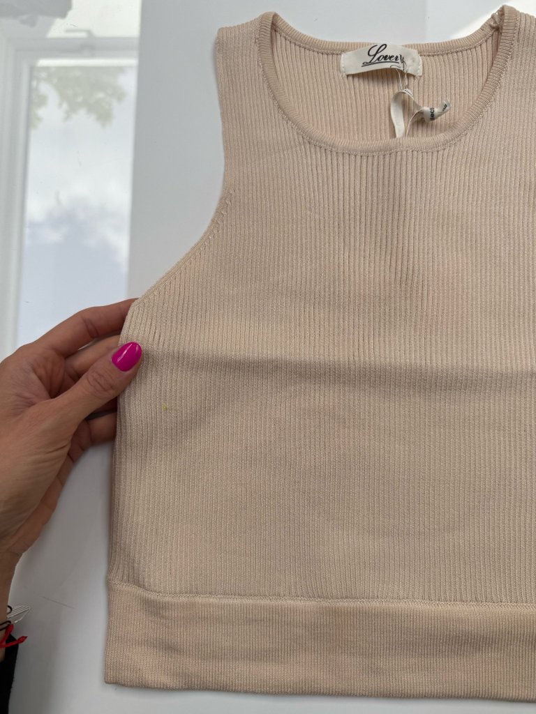 ST.TROPEZ crop top bézs 