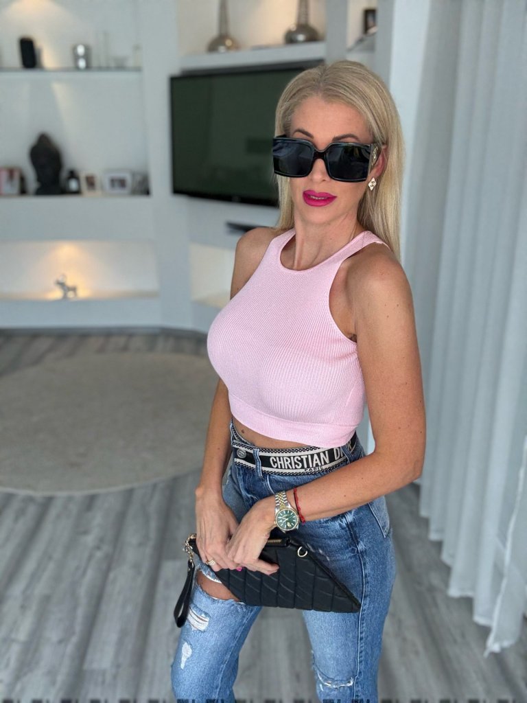 ST.TROPEZ crop top rózsaszín 