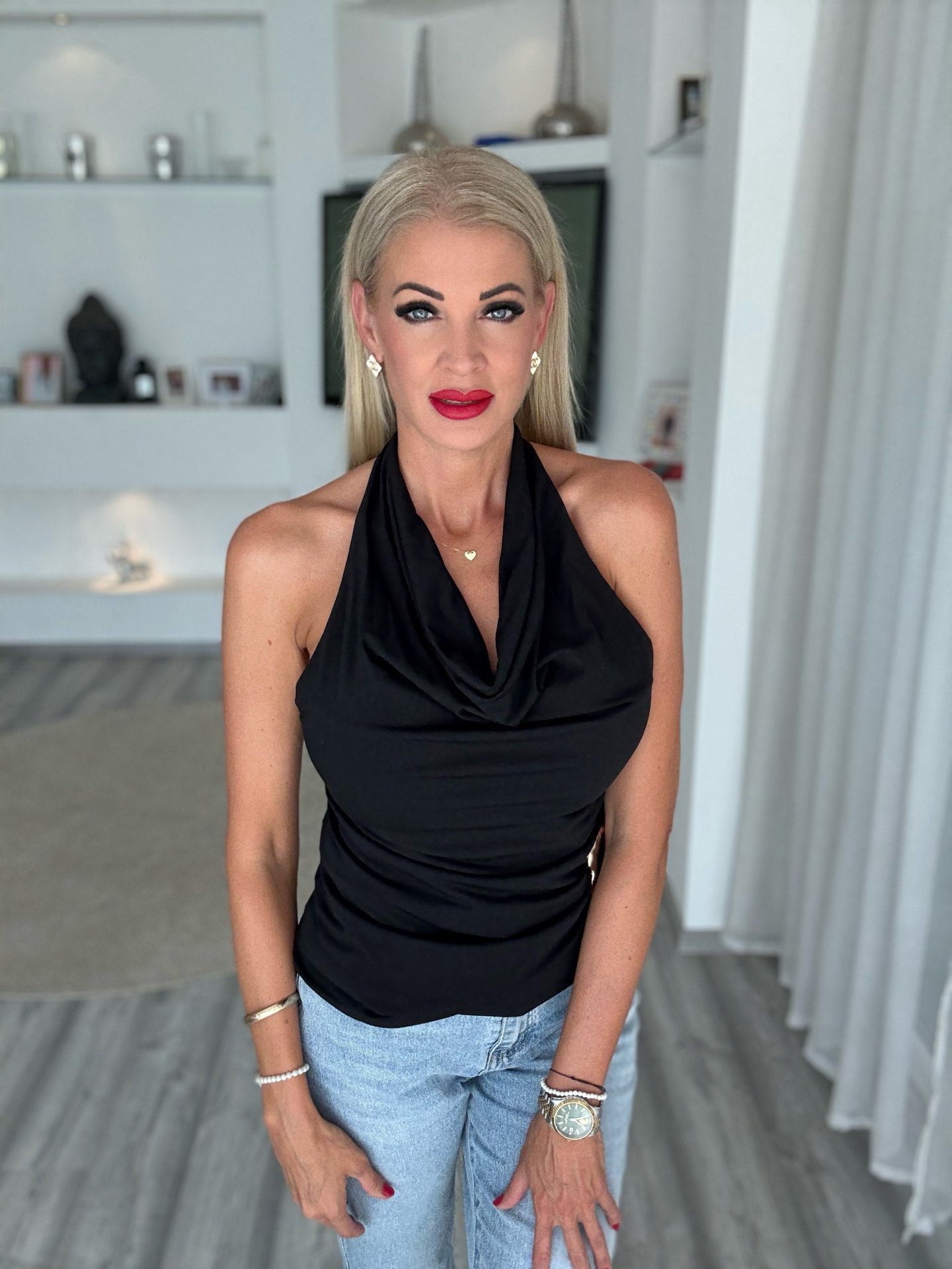 GLAM ejtett felső fekete