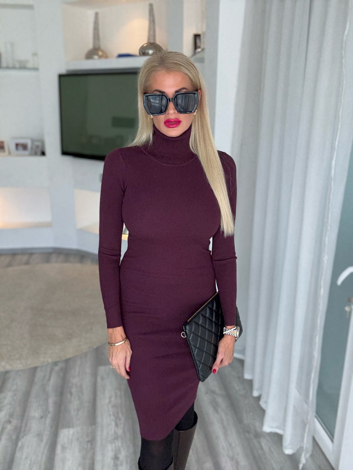 NINA garbós ruha burgundi