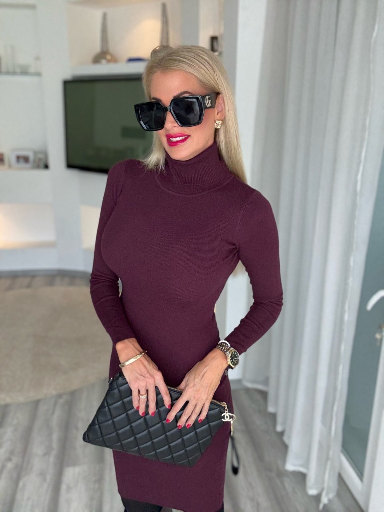 NINA garbós ruha burgundi
