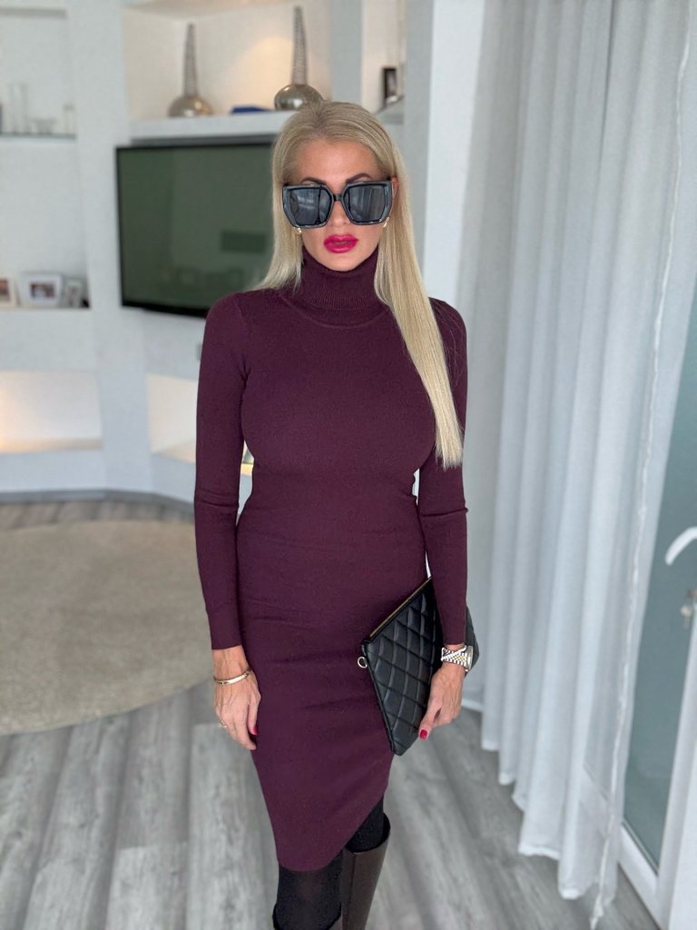 NINA garbós ruha burgundi