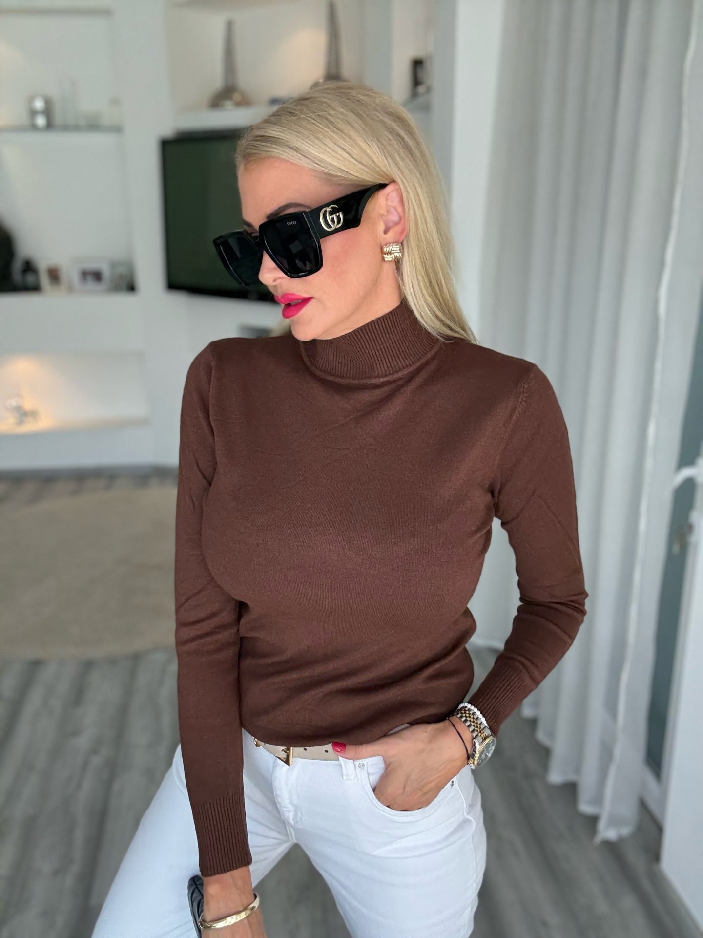 MIMI finomkötött félgarbó csokoládé m002