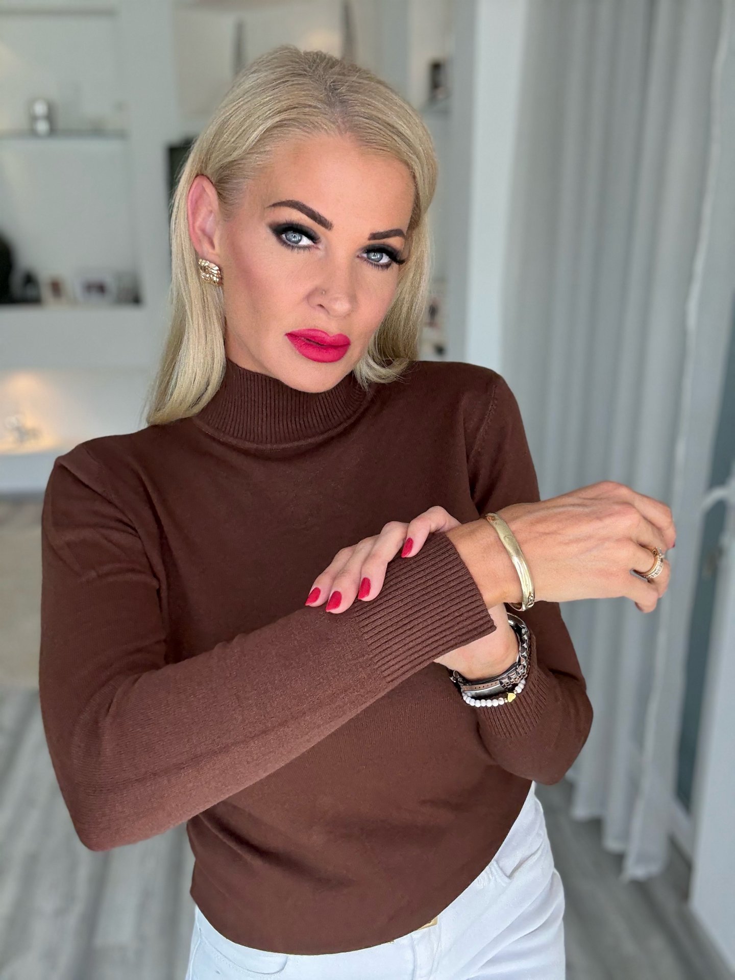 MIMI finomkötött félgarbó csokoládé m002