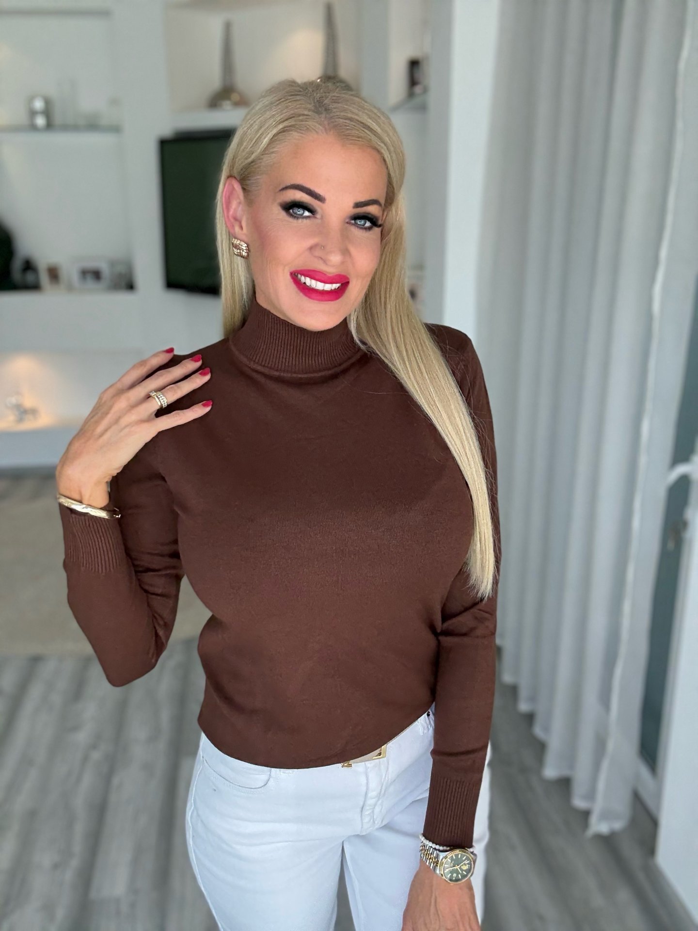 MIMI finomkötött félgarbó csokoládé m002