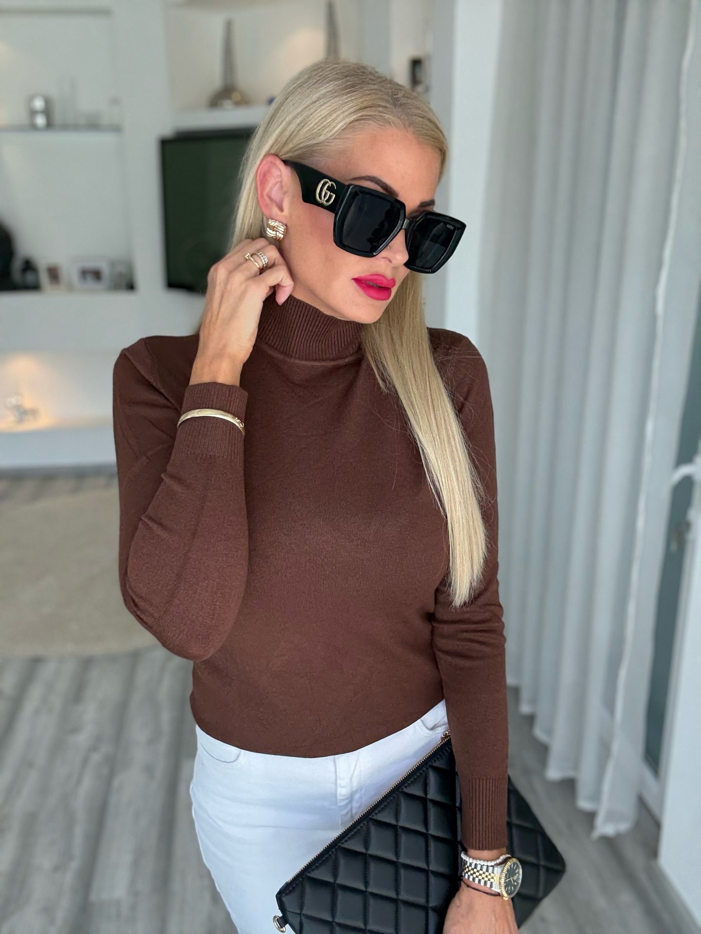 MIMI finomkötött félgarbó csokoládé m002