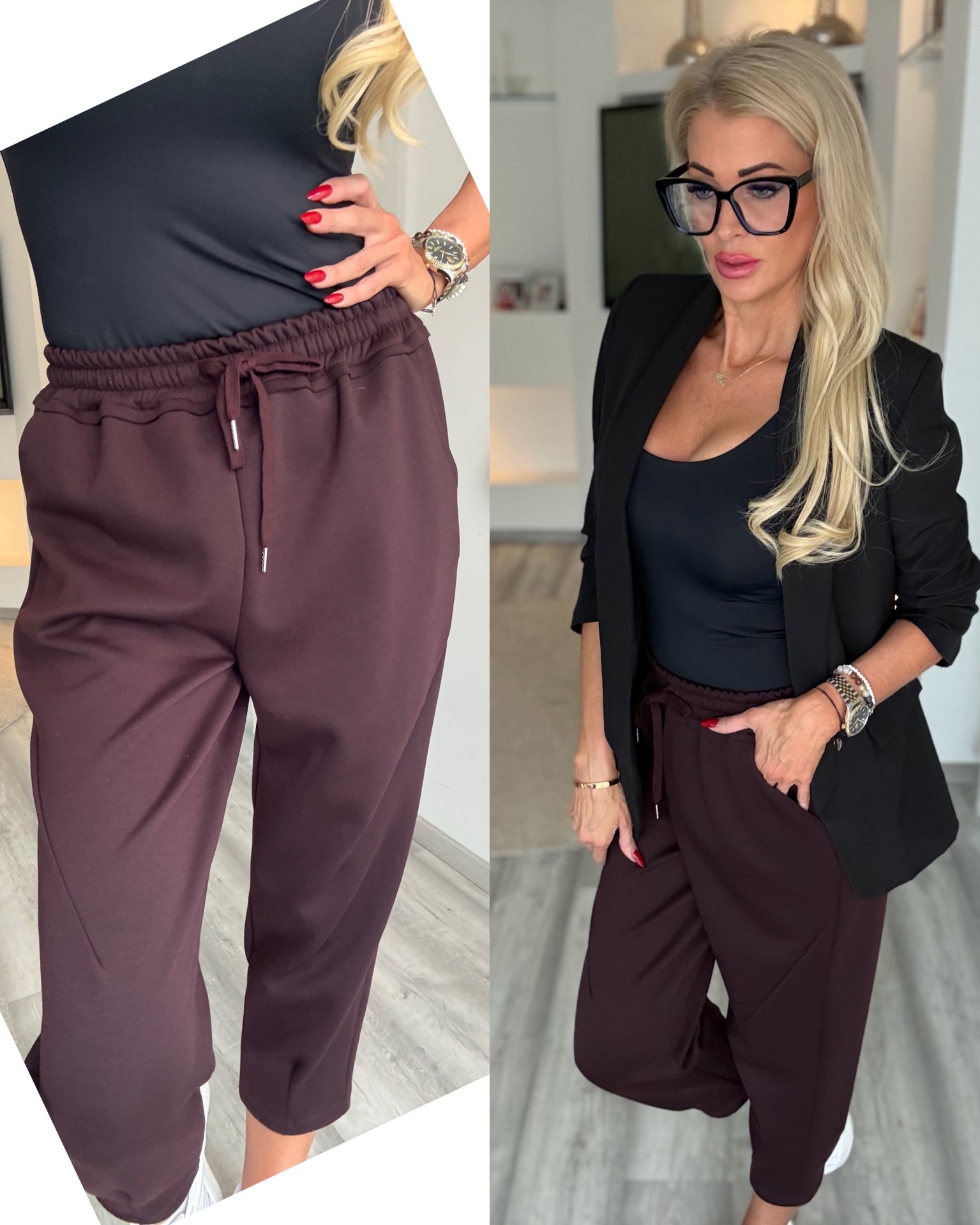 OVERSIZE nadrág burgundi 