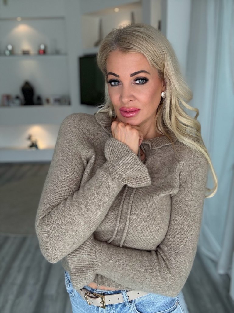 SOPHIE gyapjú pulcsi taupe 