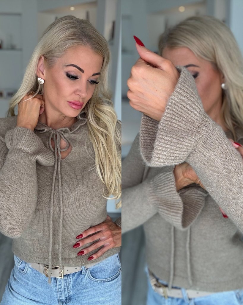 SOPHIE gyapjú pulcsi taupe 