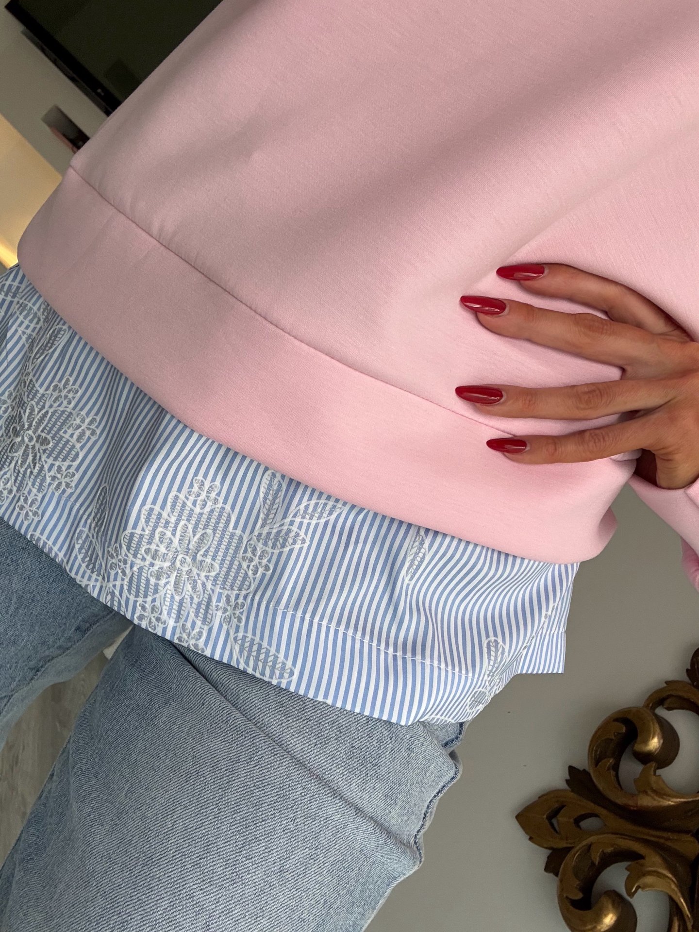 WHITE ing betétes pulcsi rózsaszín 