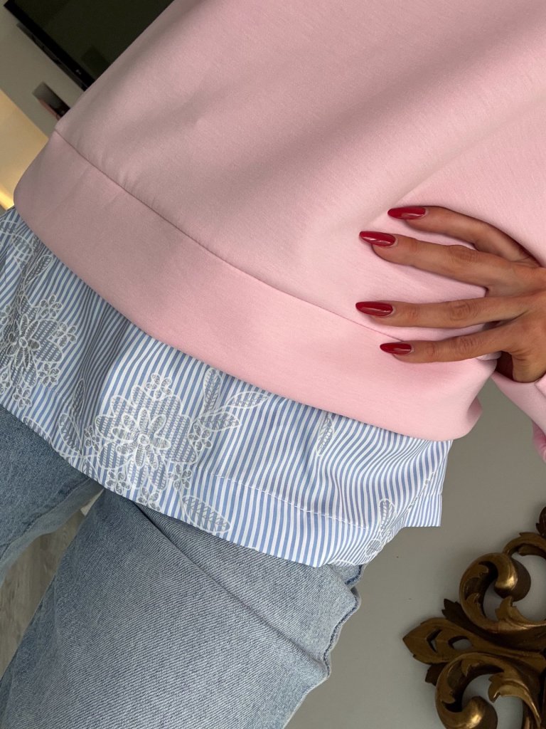 WHITE ing betétes pulcsi rózsaszín 