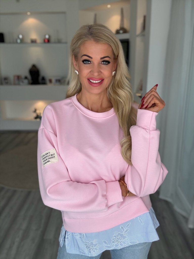 WHITE ing betétes pulcsi rózsaszín 