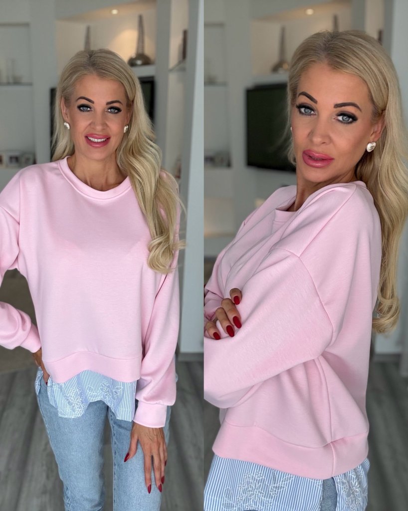 WHITE ing betétes pulcsi rózsaszín 