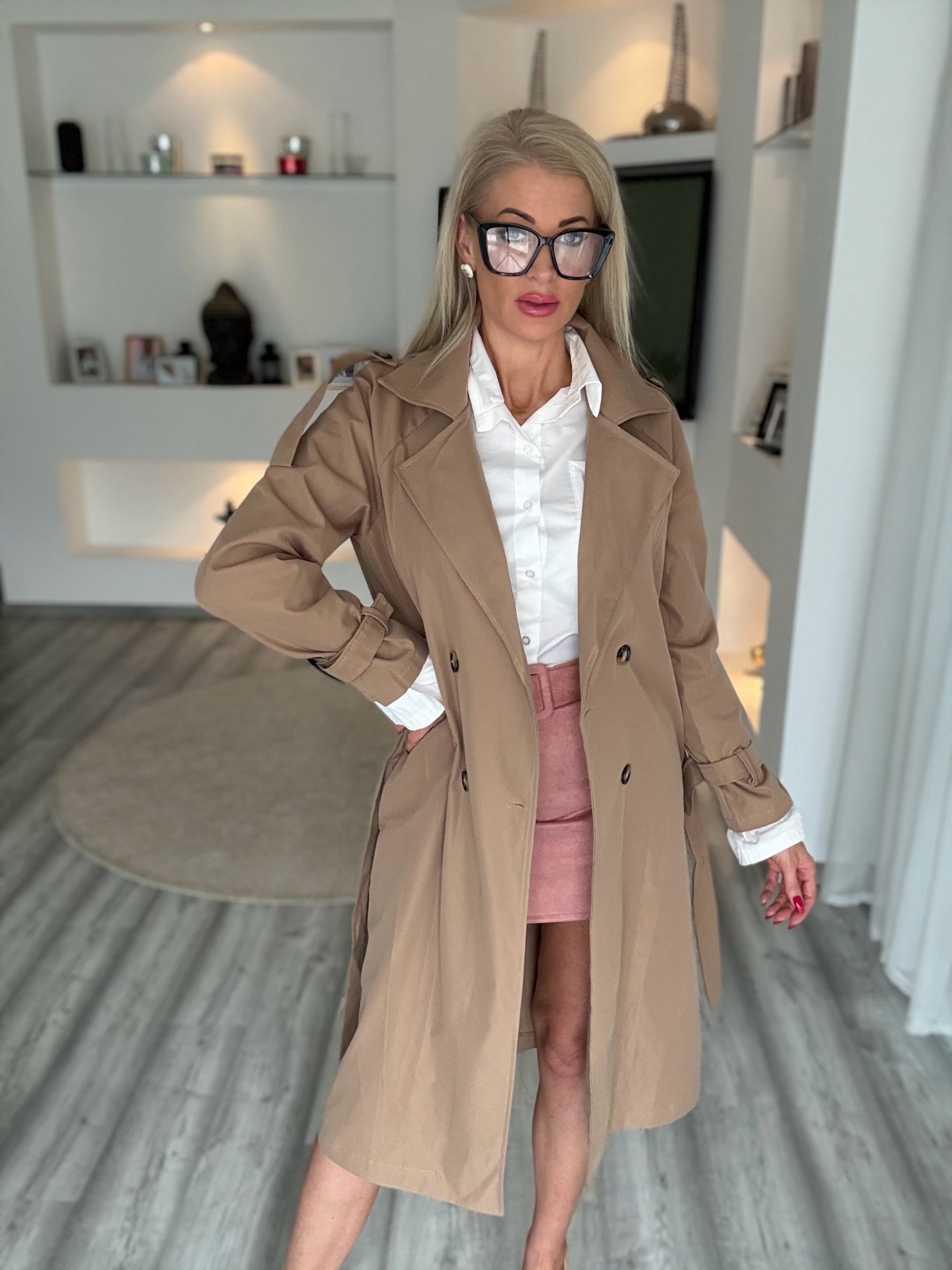 TRENCH hosszú kabát barna 