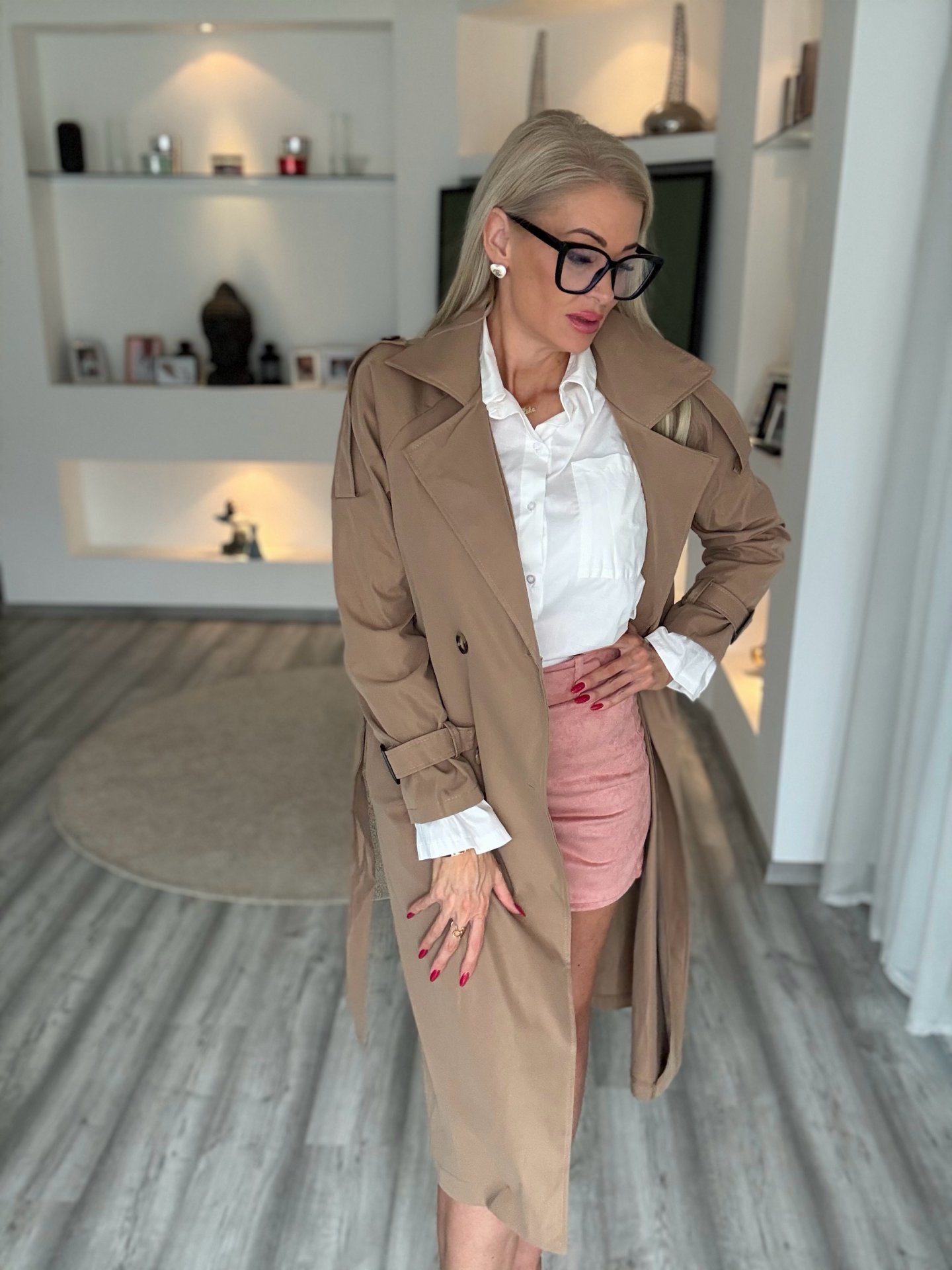 TRENCH hosszú kabát barna 