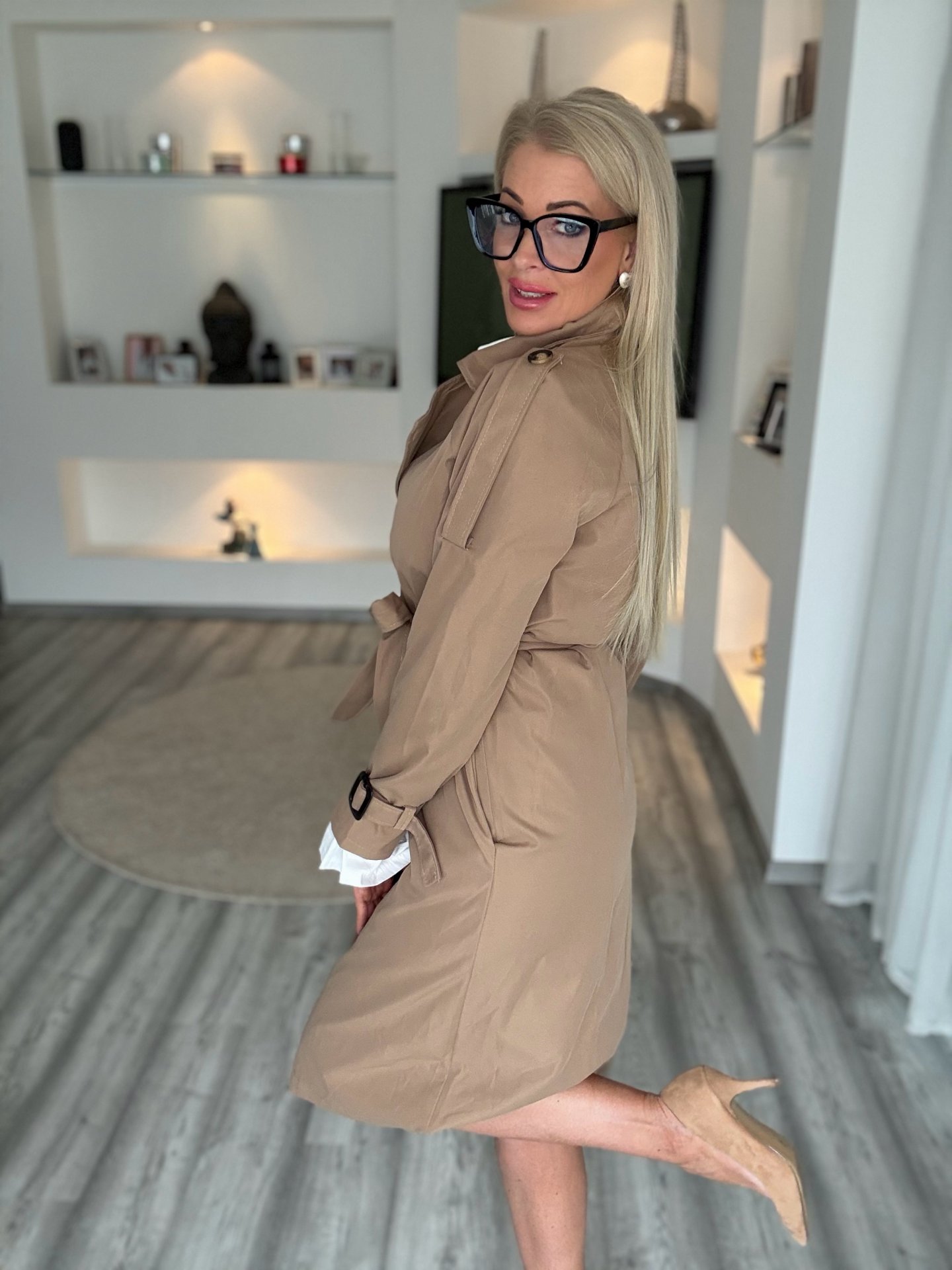 TRENCH hosszú kabát barna 