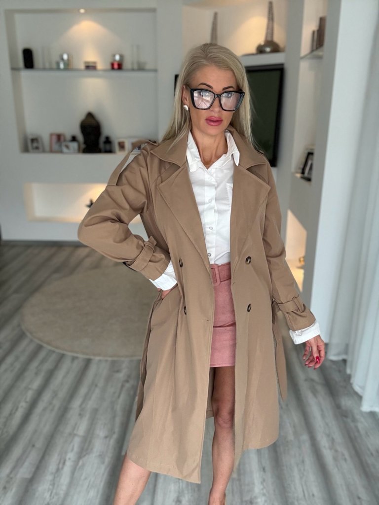 TRENCH hosszú kabát barna 