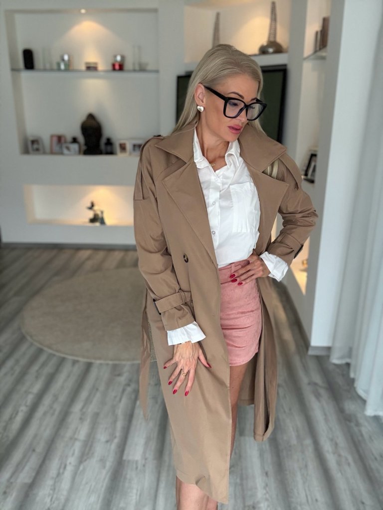 TRENCH hosszú kabát barna 