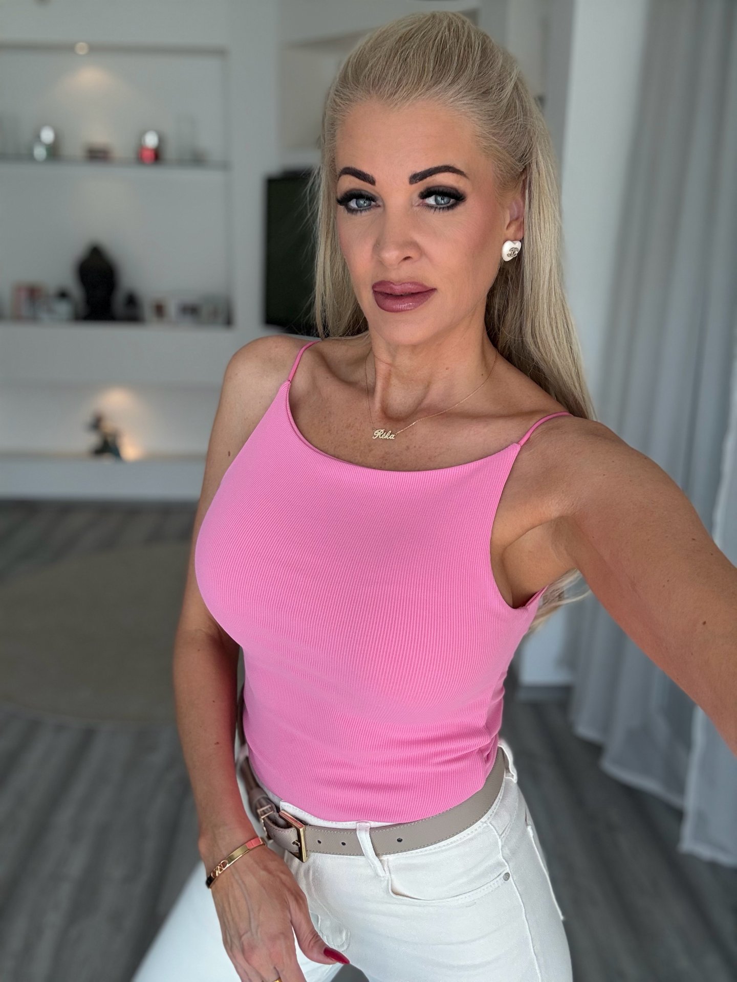 RIVA bordázott felső pink