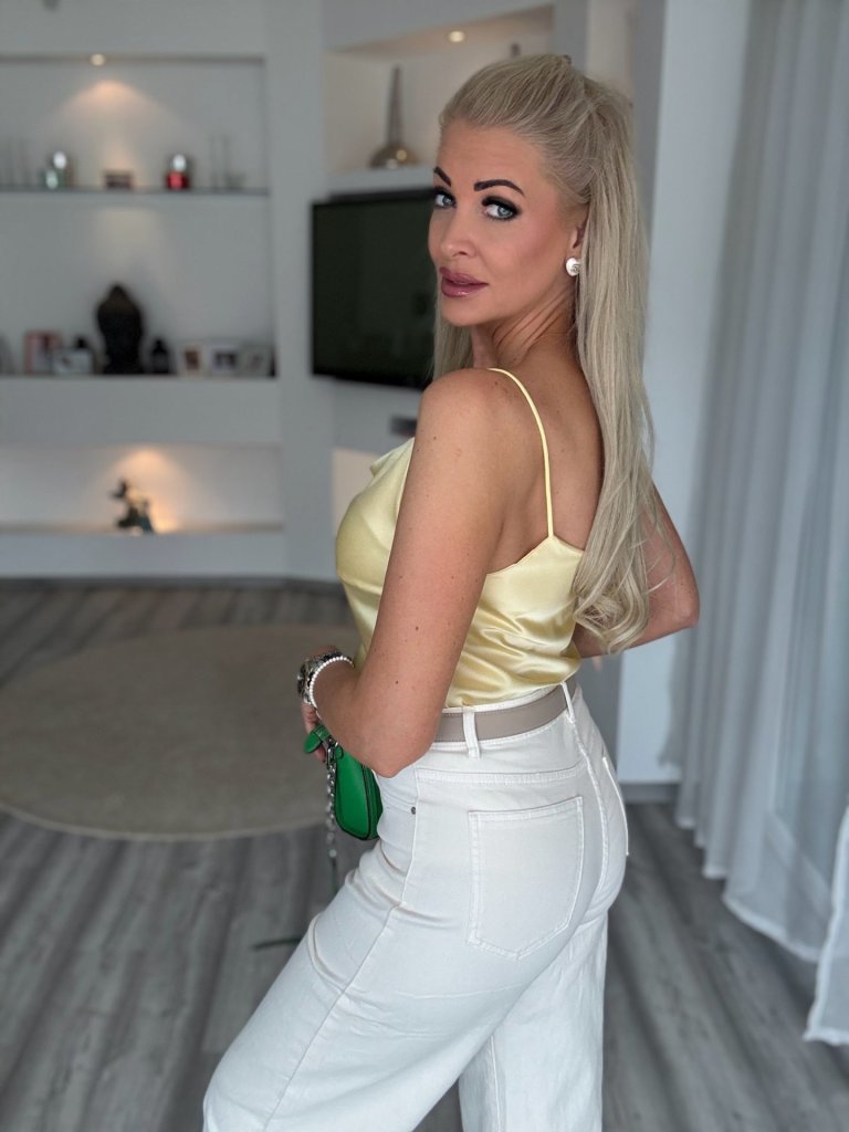 SATEN pántos felső sárga 