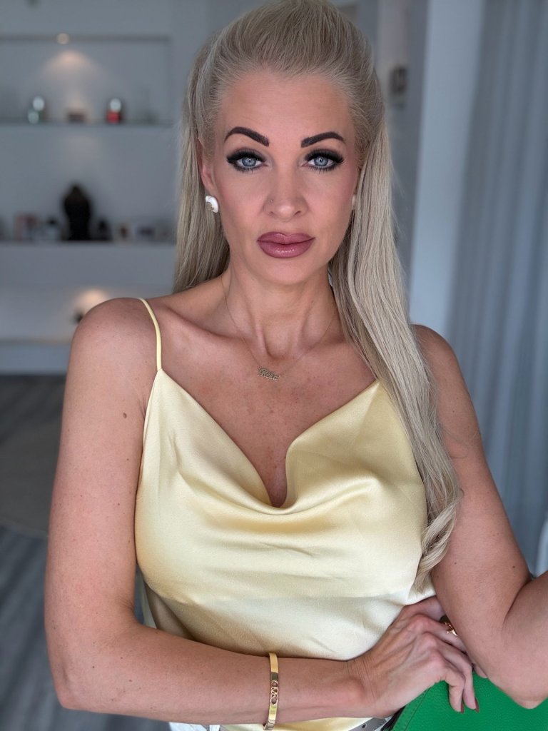 SATEN pántos felső sárga 