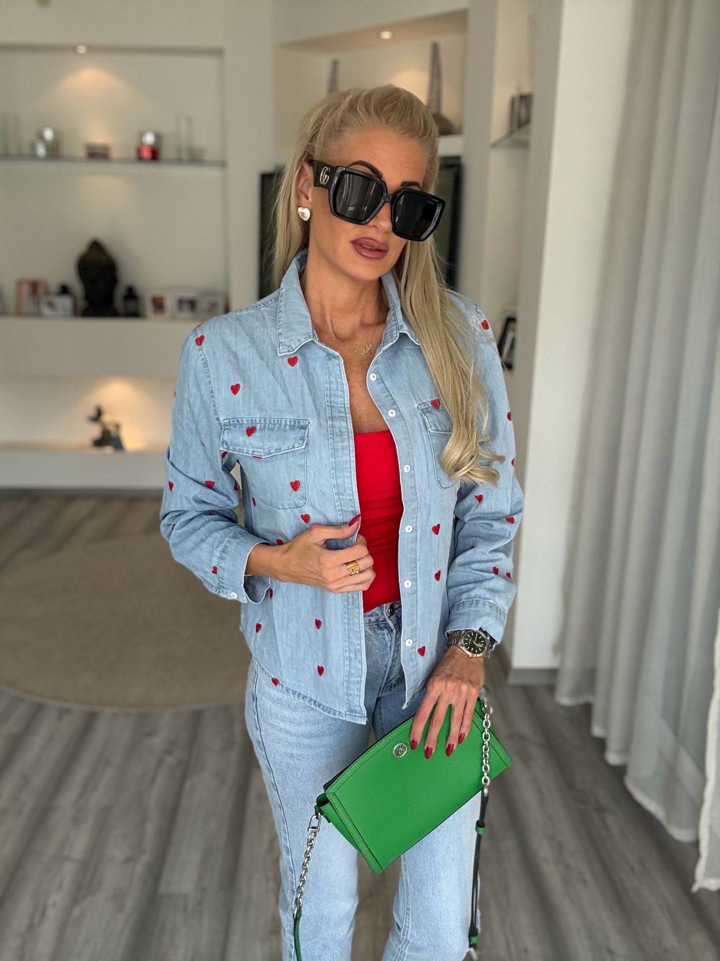 LOVE hímzett farmer ing 