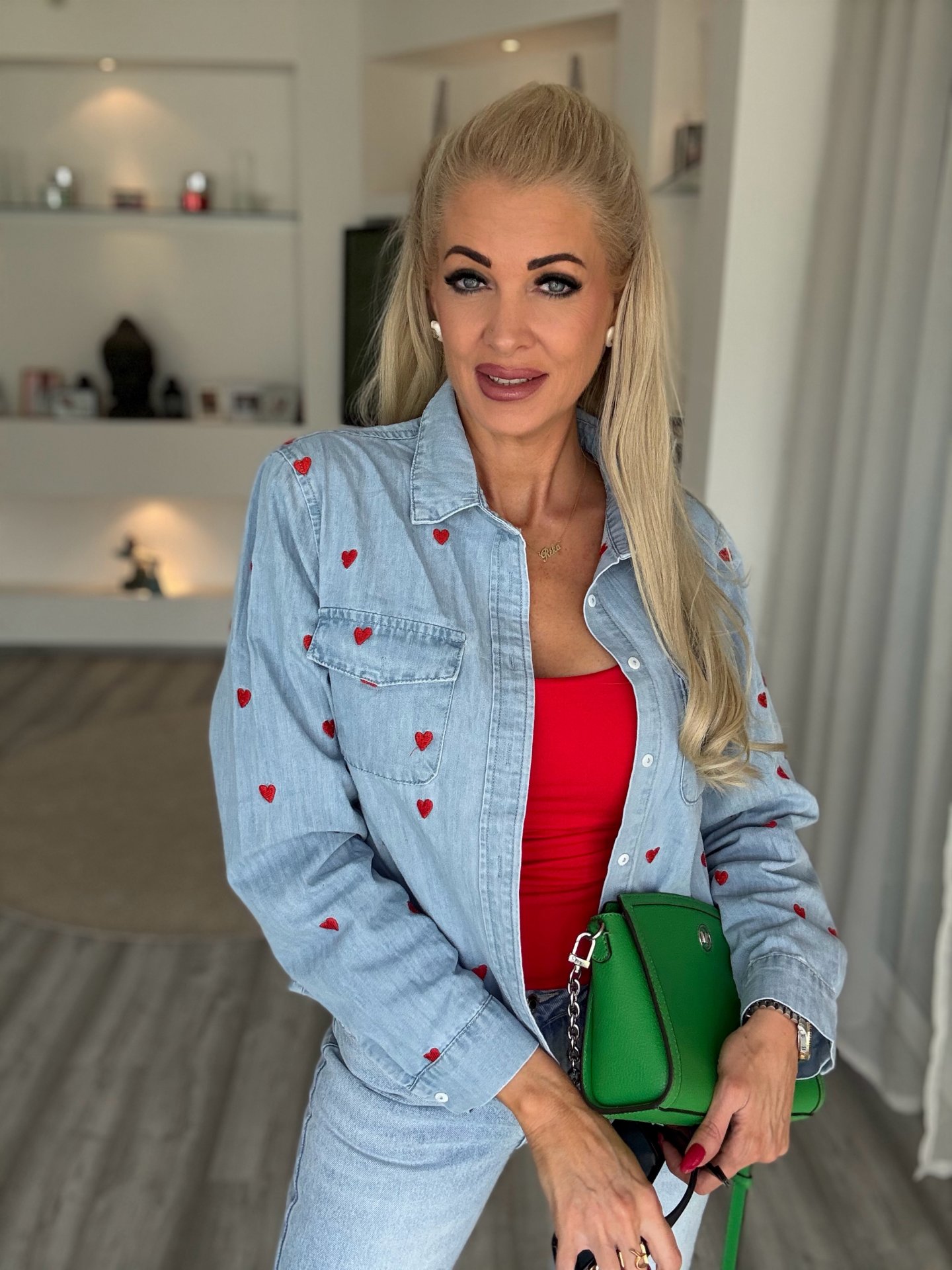 LOVE hímzett farmer ing 