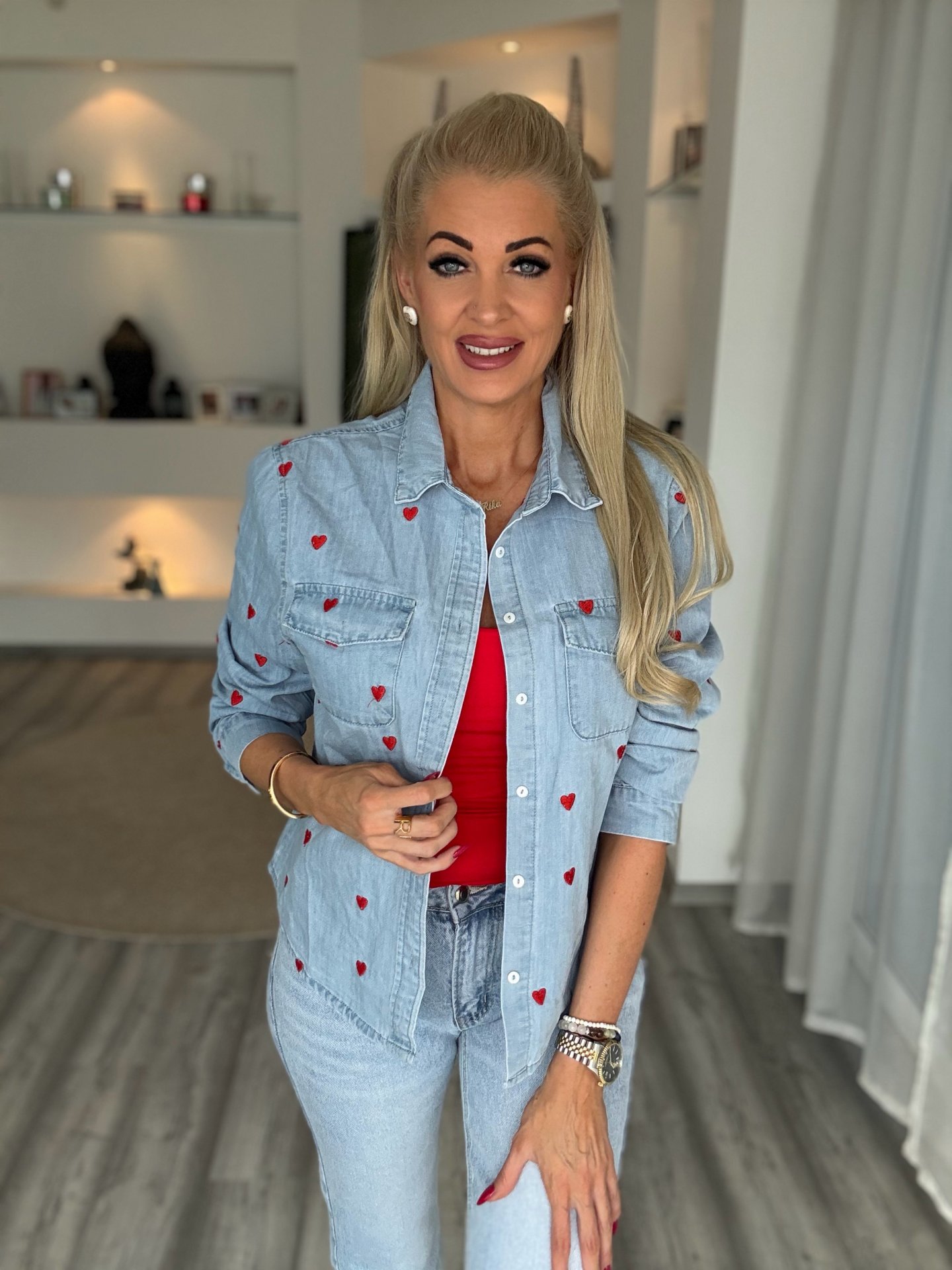 LOVE hímzett farmer ing 