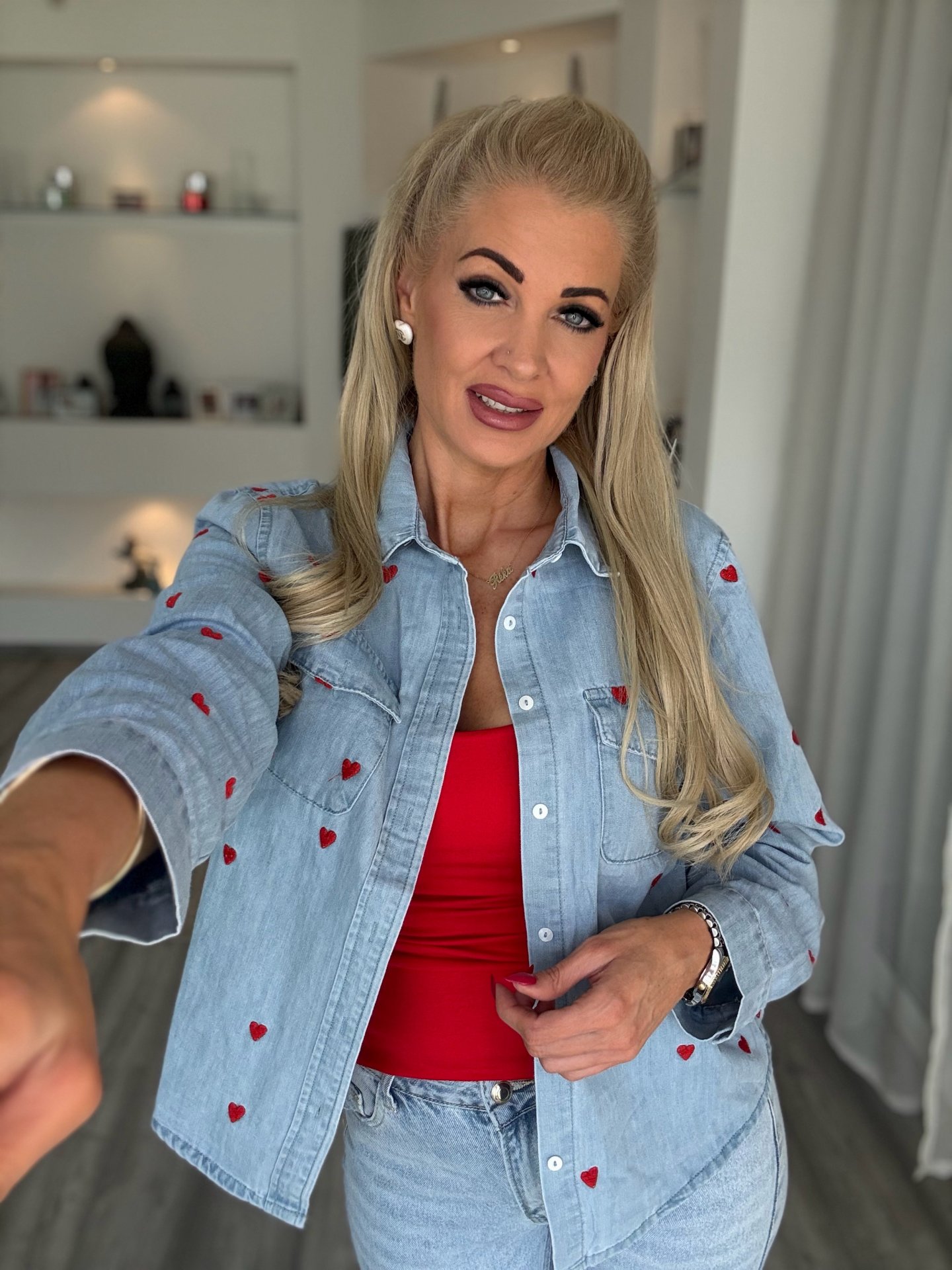 LOVE hímzett farmer ing 