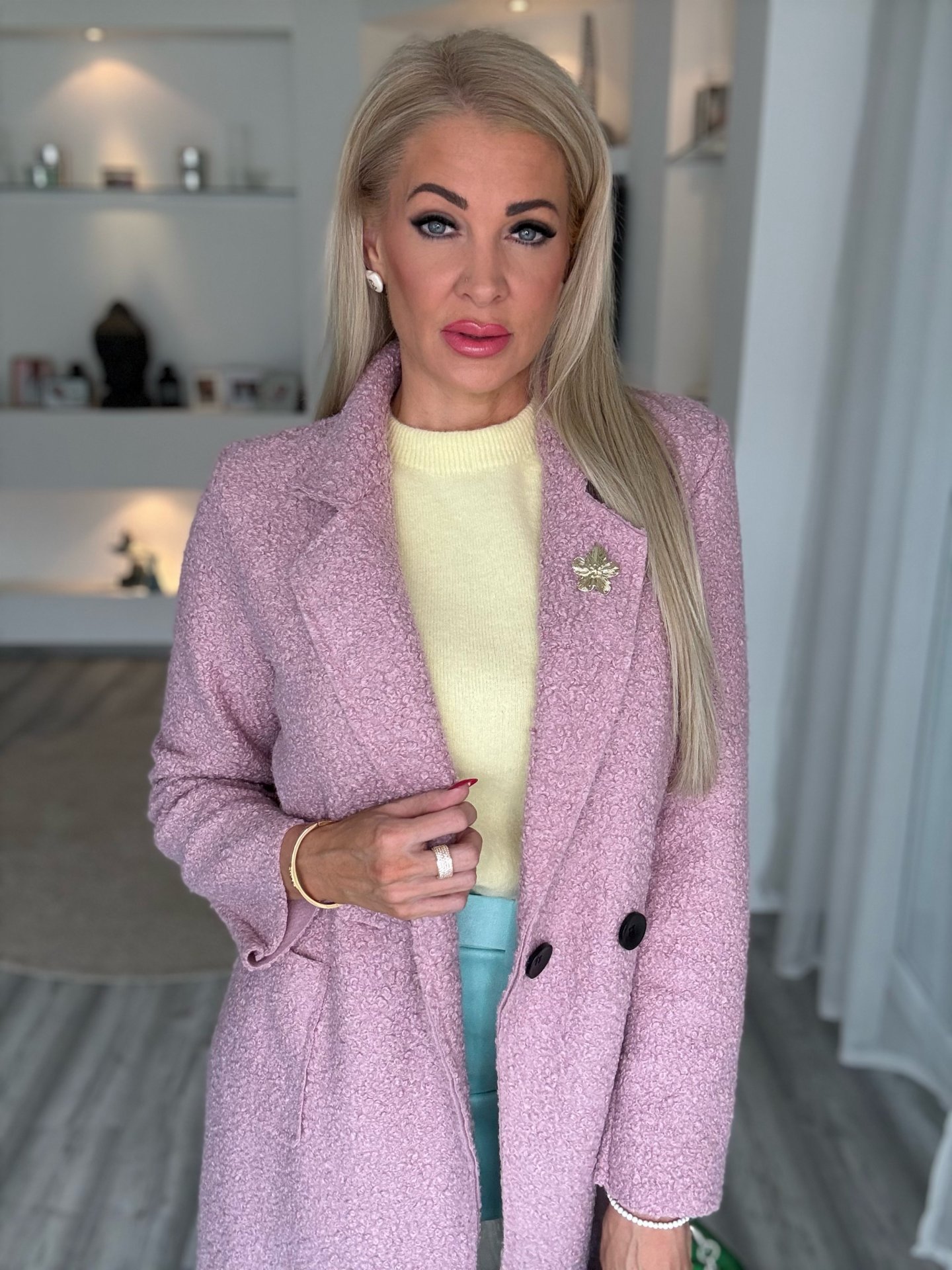 MACI egyenes szabású kabát mályva.