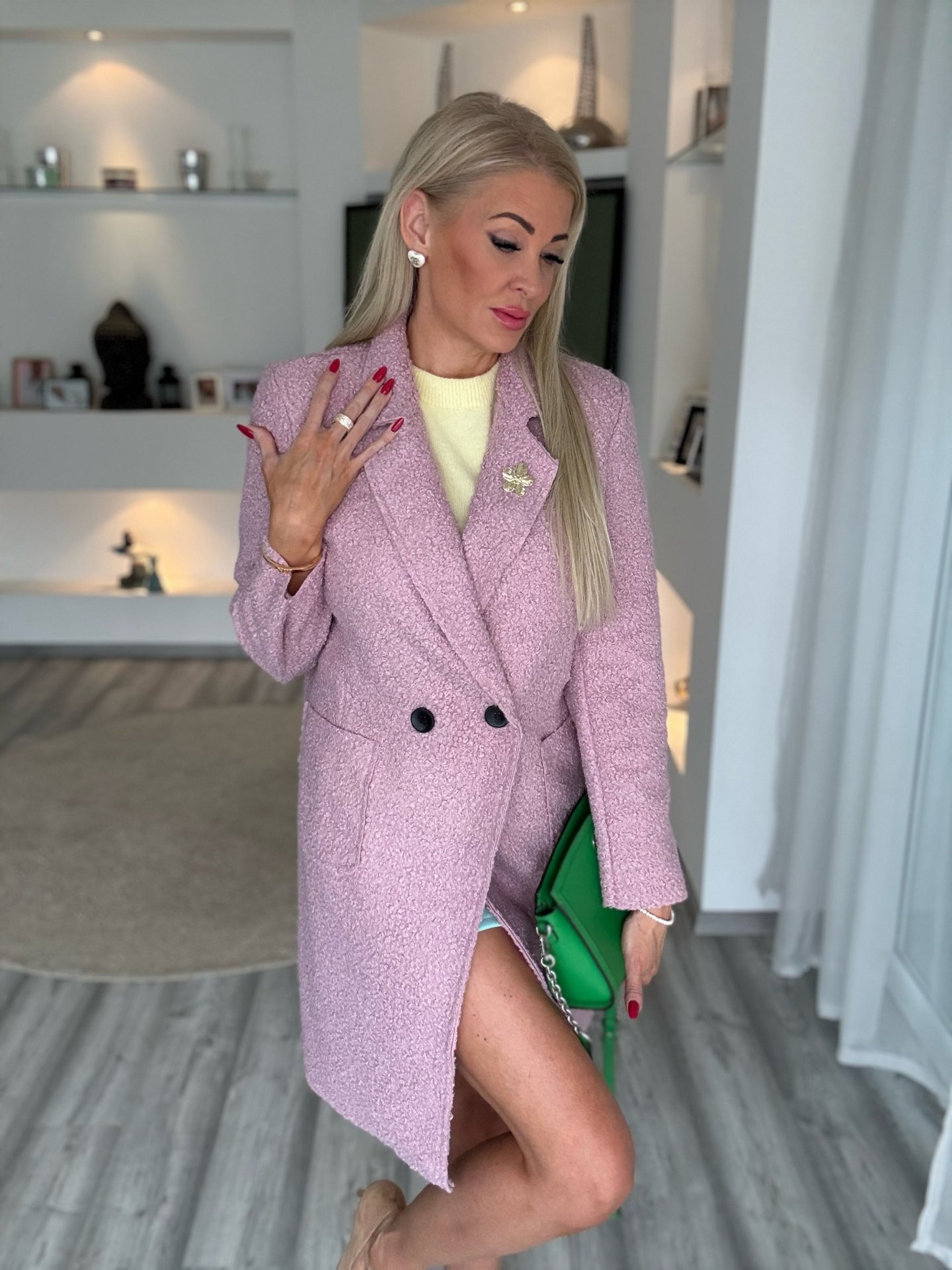 MACI egyenes szabású kabát mályva.