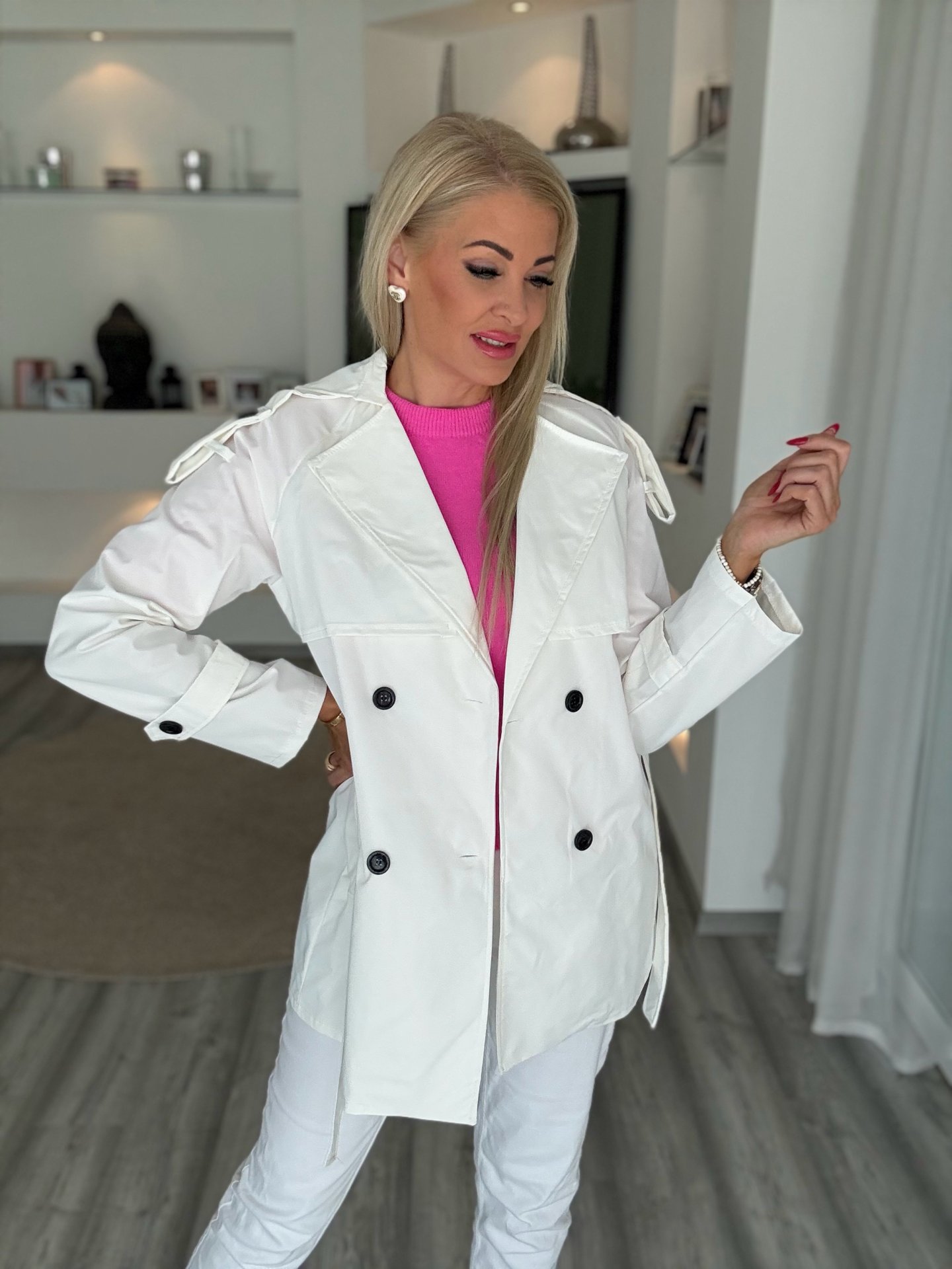 TRENCH rövid kabát fehér 