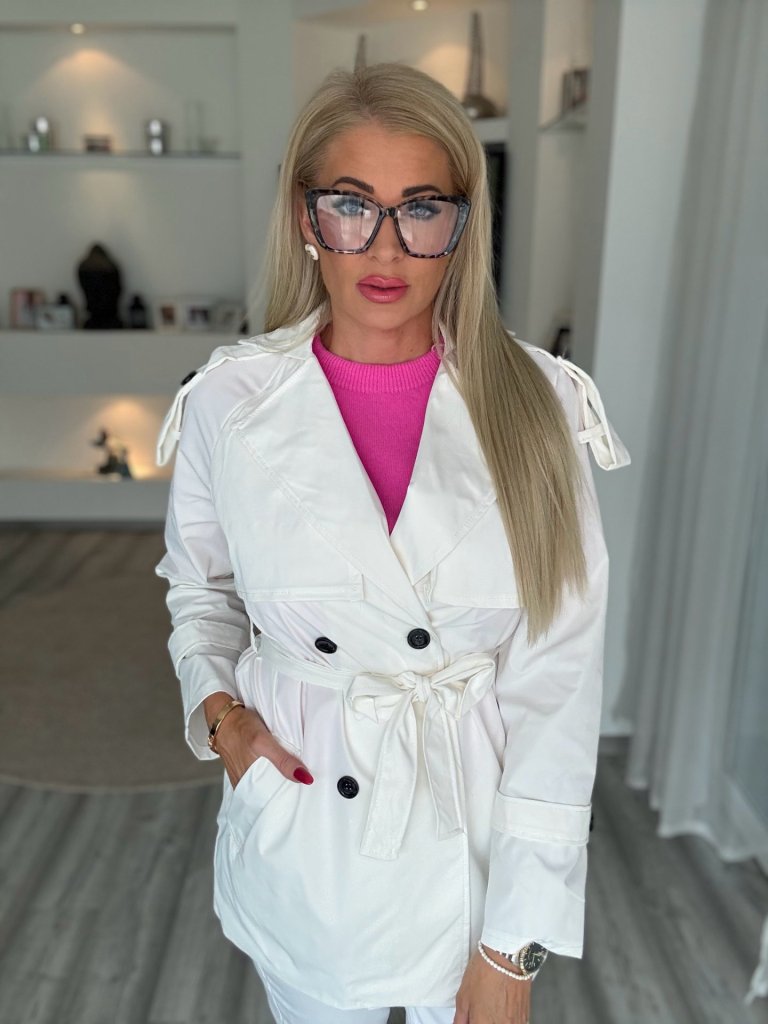 TRENCH rövid kabát fehér 