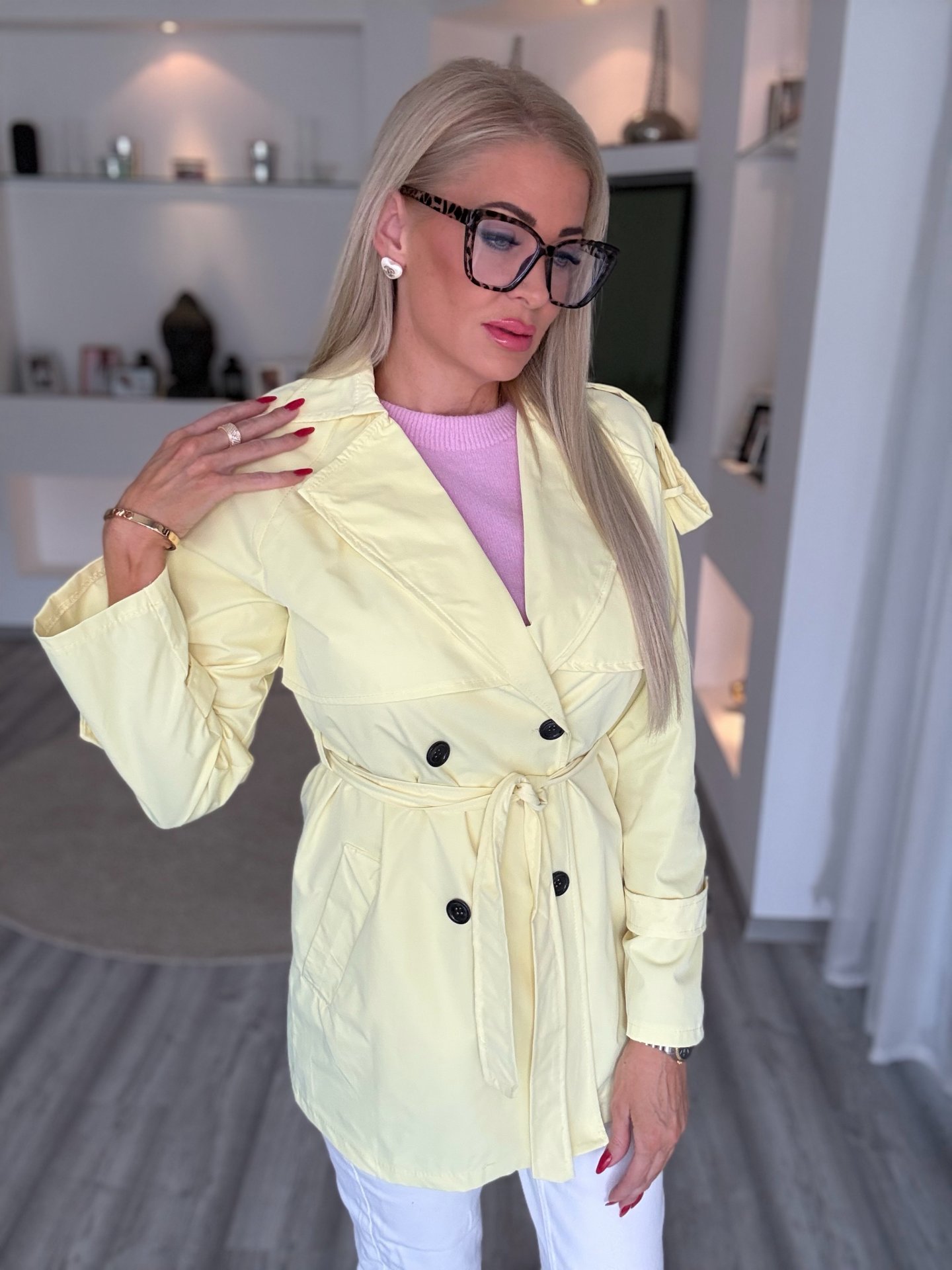 TRENCH rövid kabát sárga 