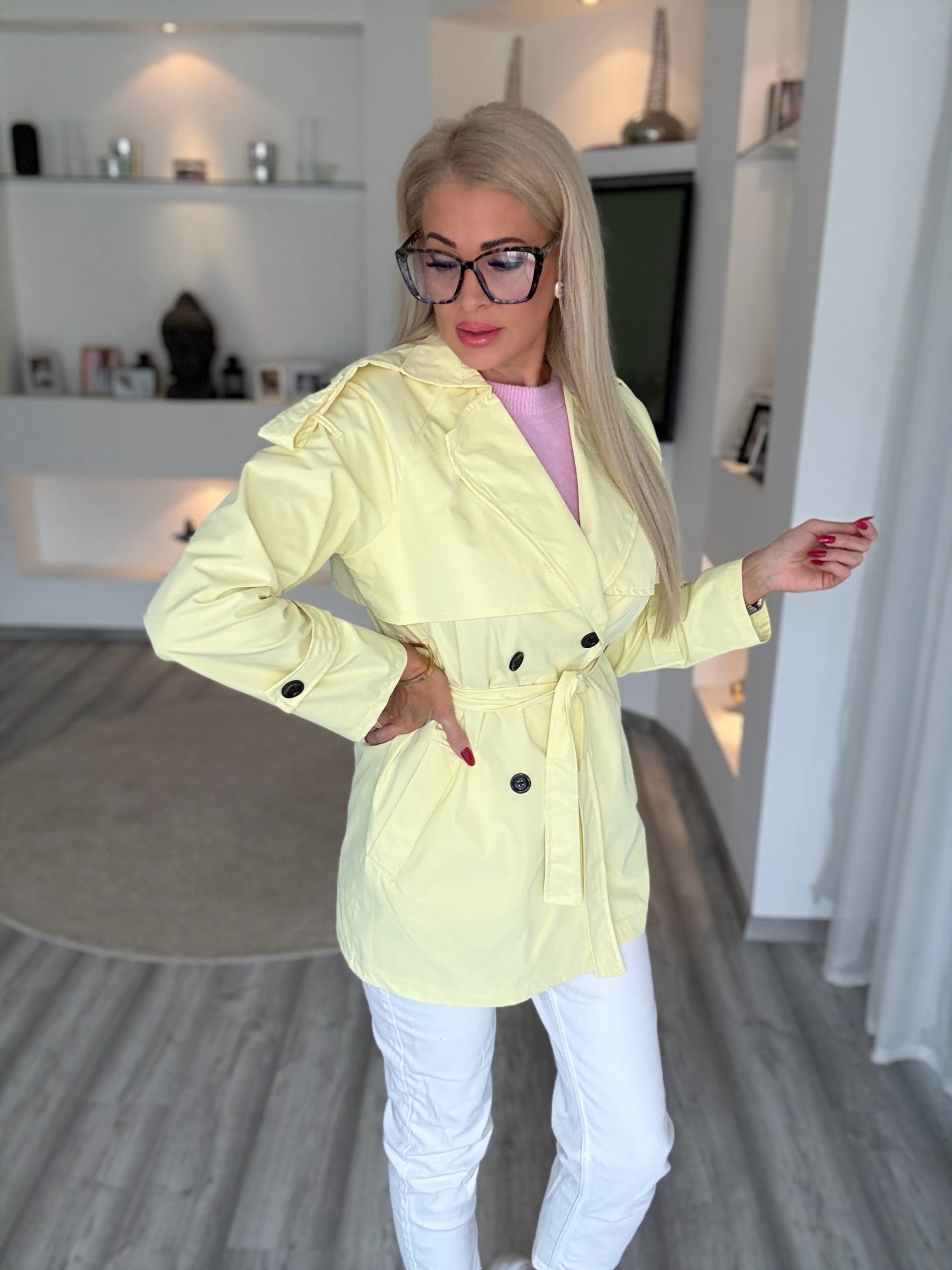 TRENCH rövid kabát sárga 