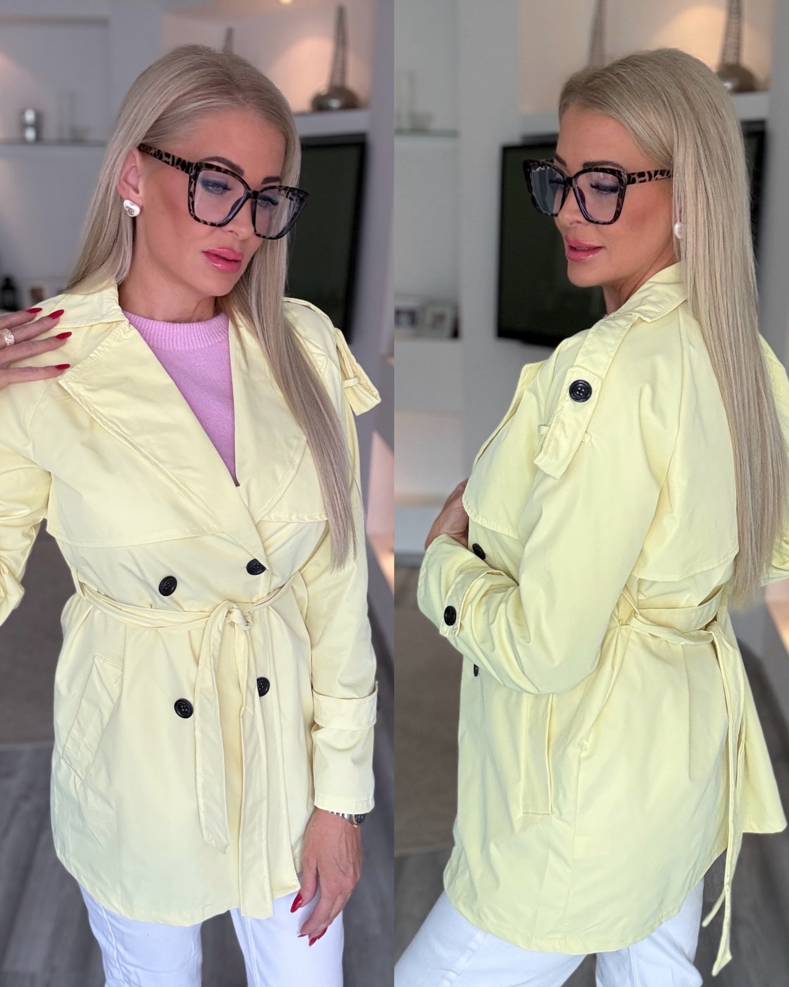 TRENCH rövid kabát sárga 