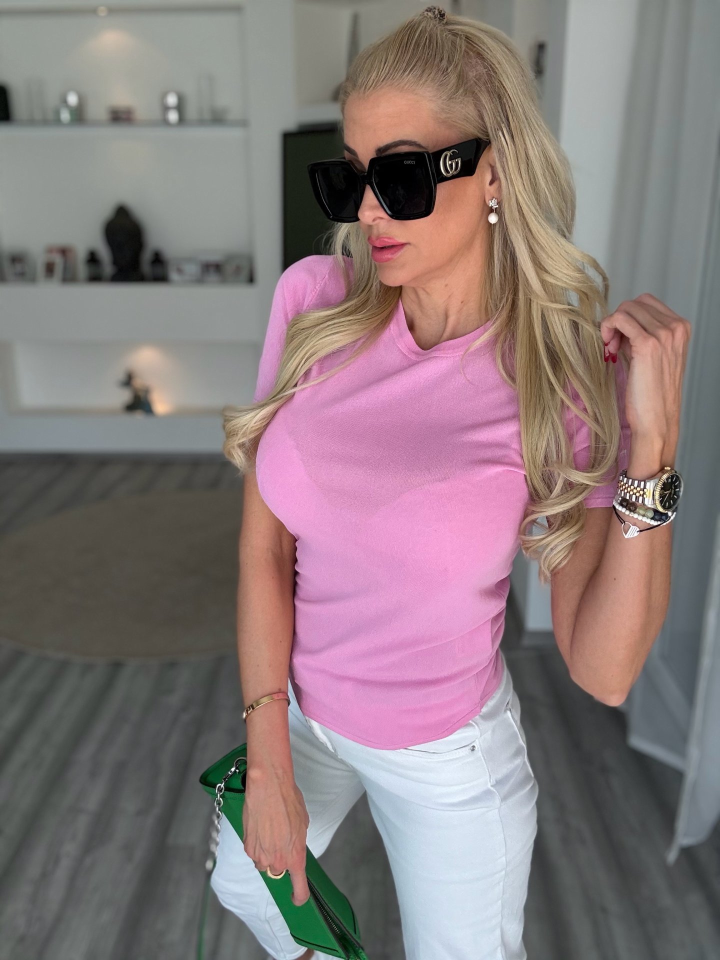 ÁTTETSZŐ póló rózsaszín 